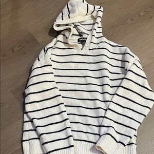 DKNY Kids Striped White and Black Sweater